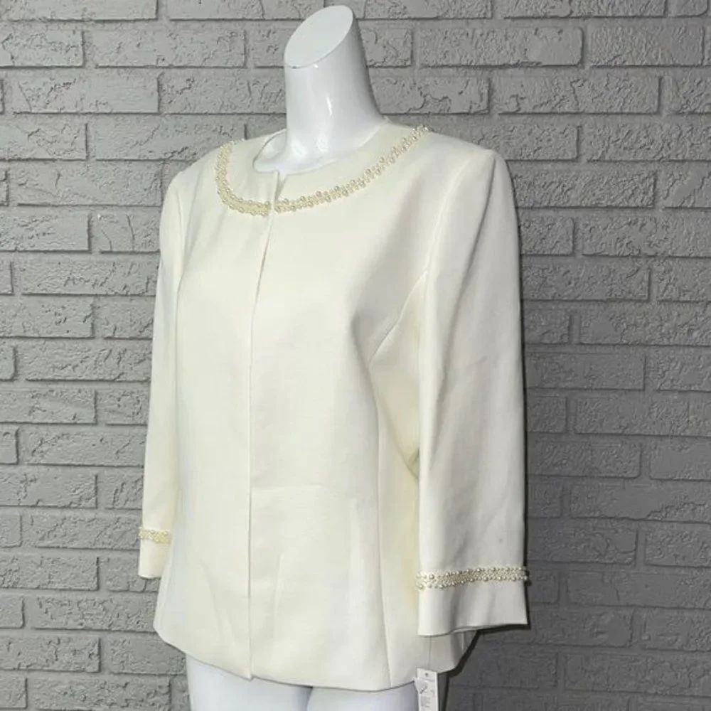 Alex Marie Ivory Faux Pearl Jacket Size 12 NWT